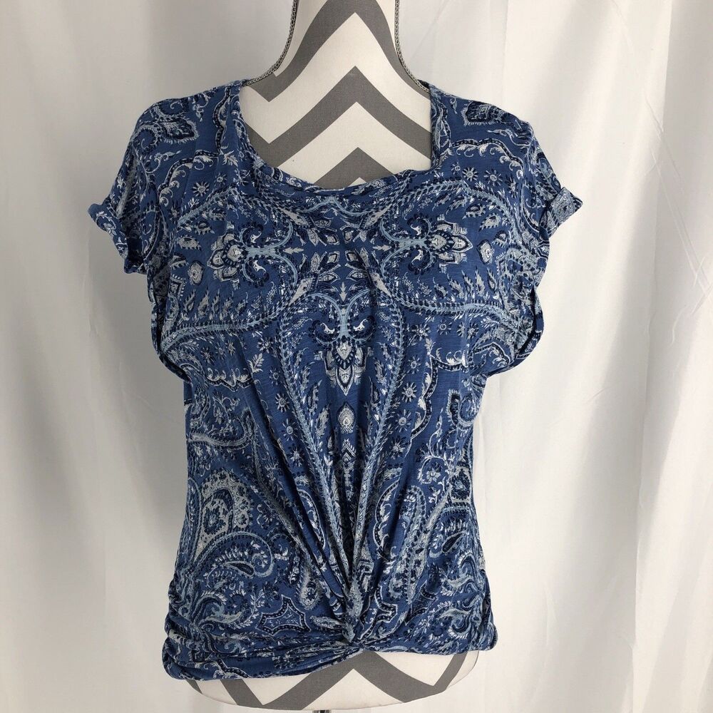 Lucky Brand Paisley T-shirt Women's Small, Blue